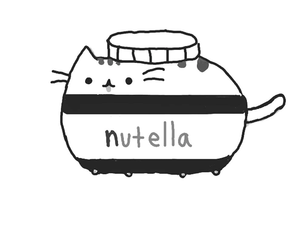 Pusheen nutella coloring page